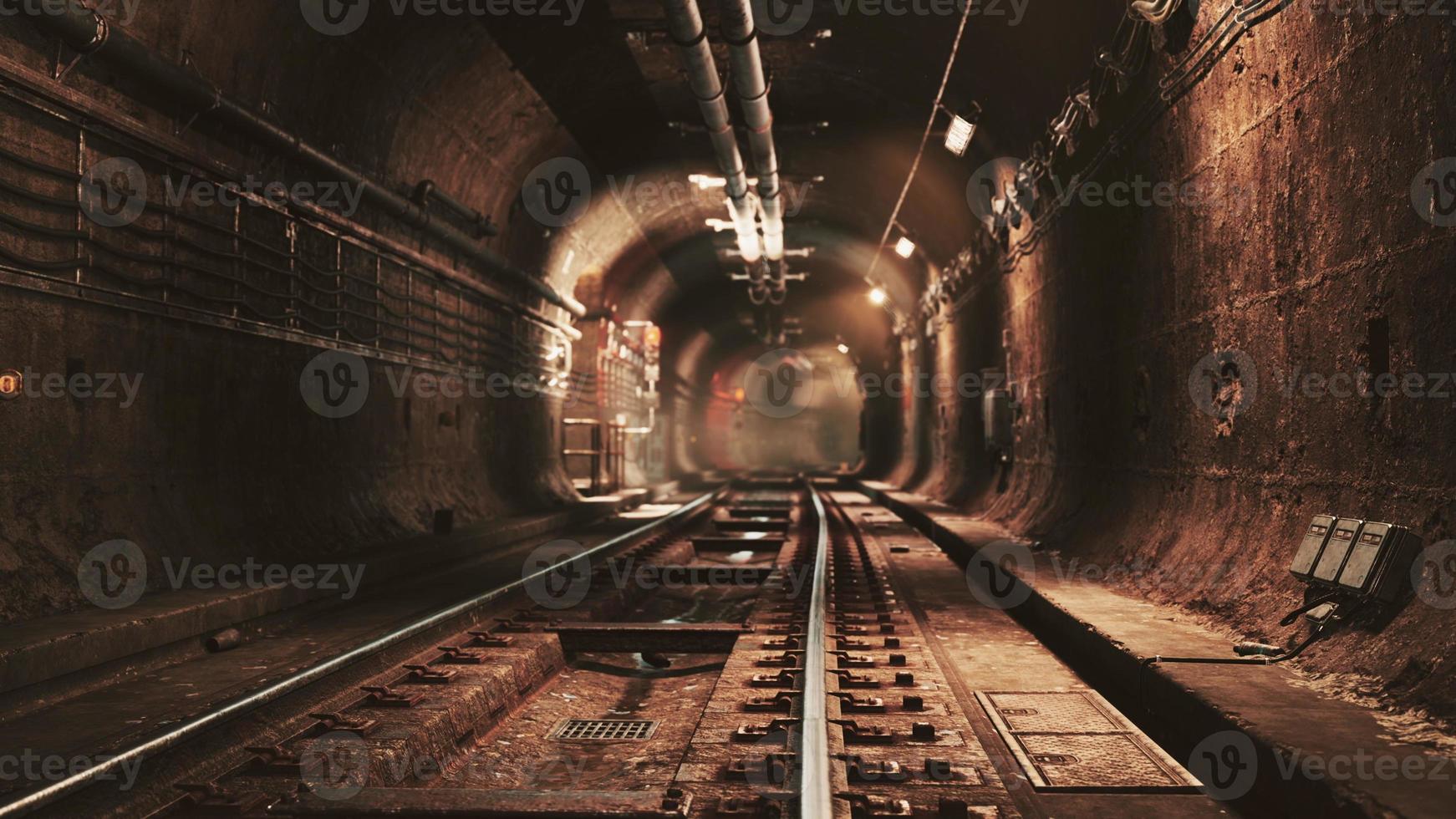 profondo tunnel della metropolitana in costruzione foto