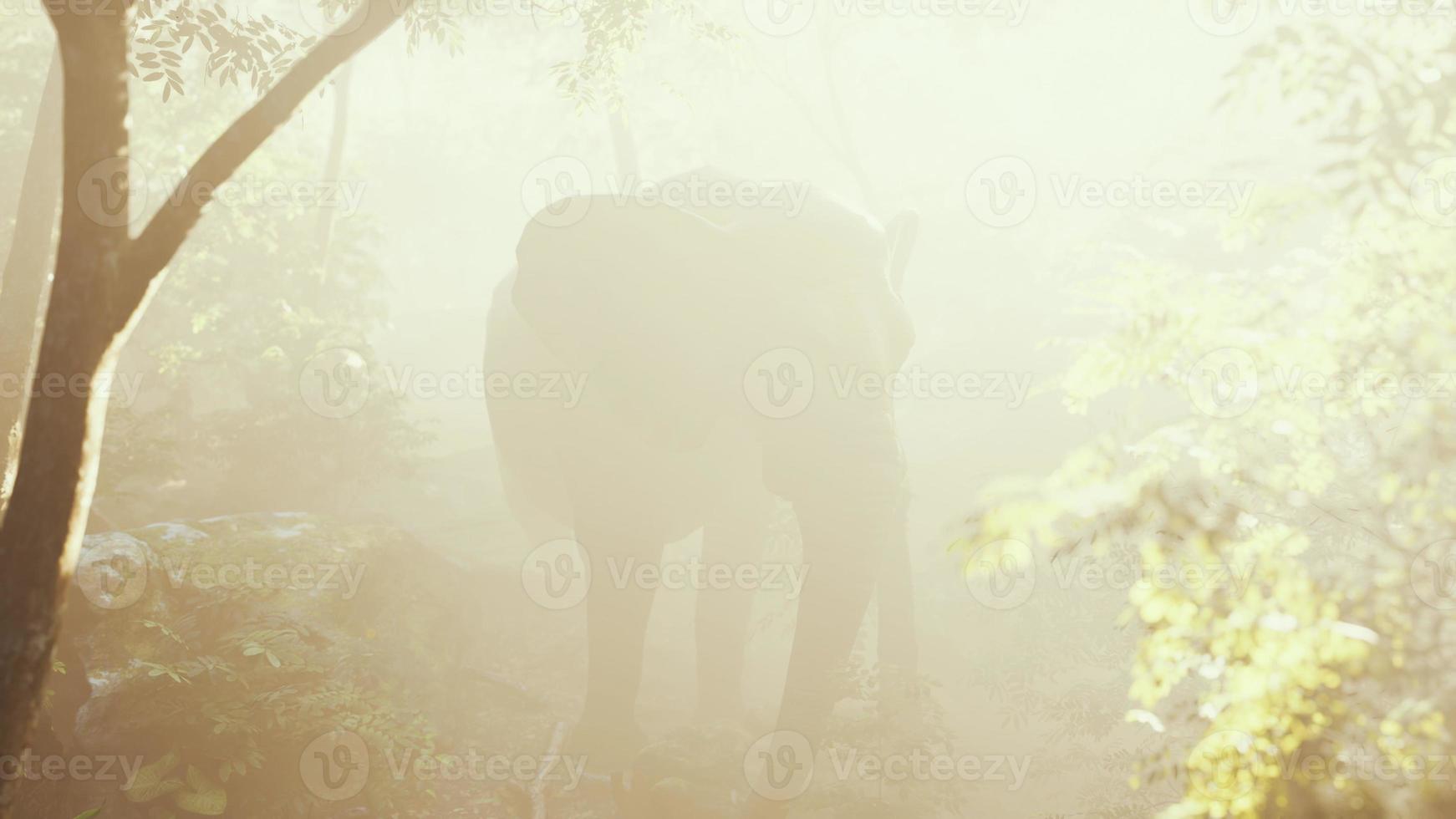 elefante nella foresta tropicale con nebbia foto