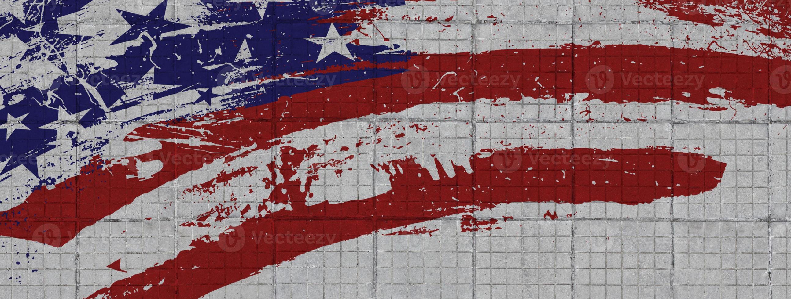 bandiera americana su un muro di cemento bandiera usa foto