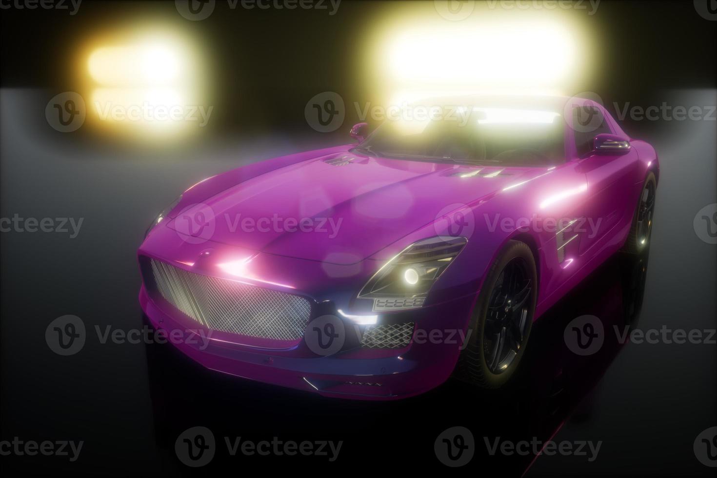 auto sportiva di lusso in studio scuro con luci intense foto