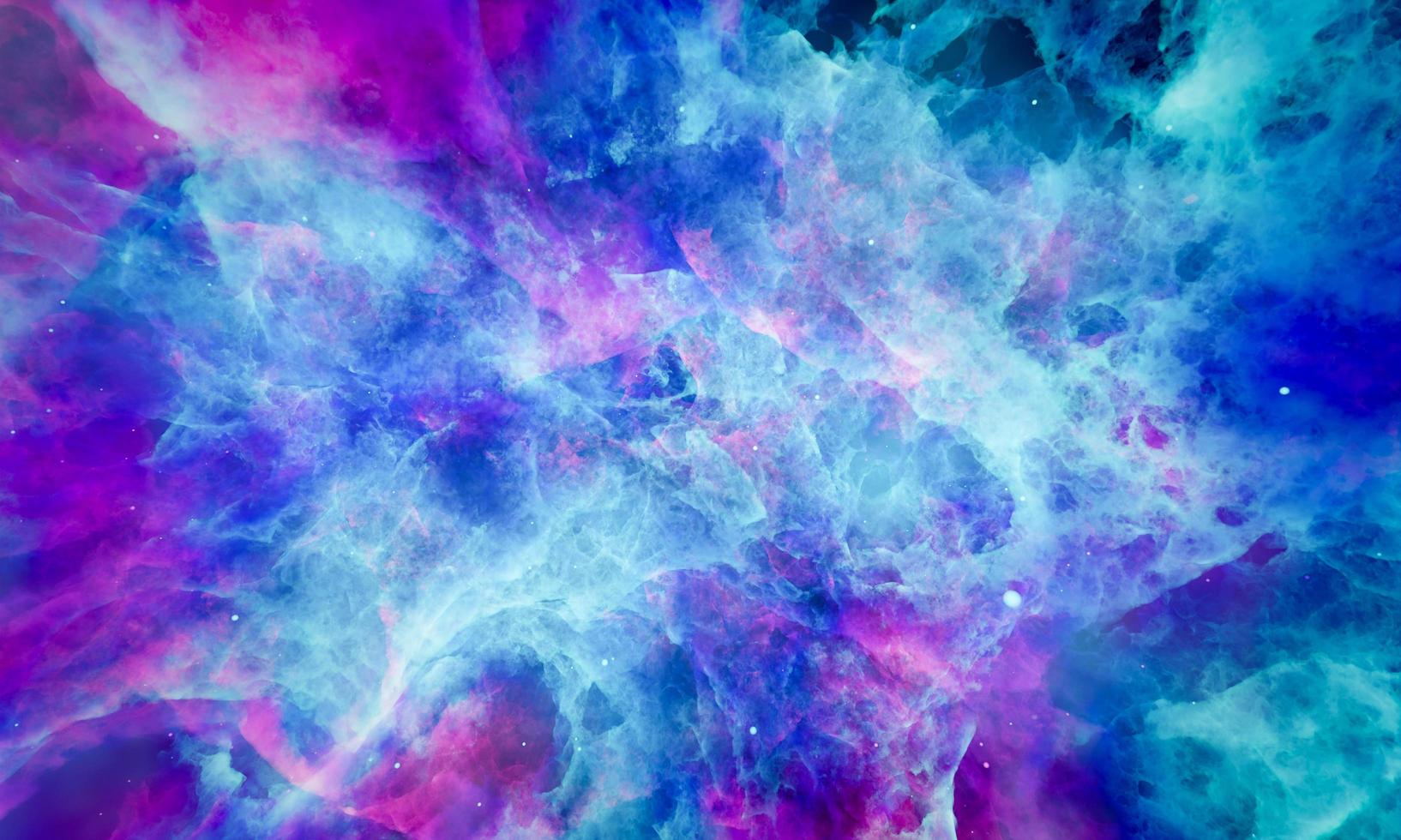 nuvole di aerosol, foschia spaziale o raggi cosmici, rosa, blu pastello, cielo spaziale con molte stelle. viaggiare nell'universo. rendering 3D foto