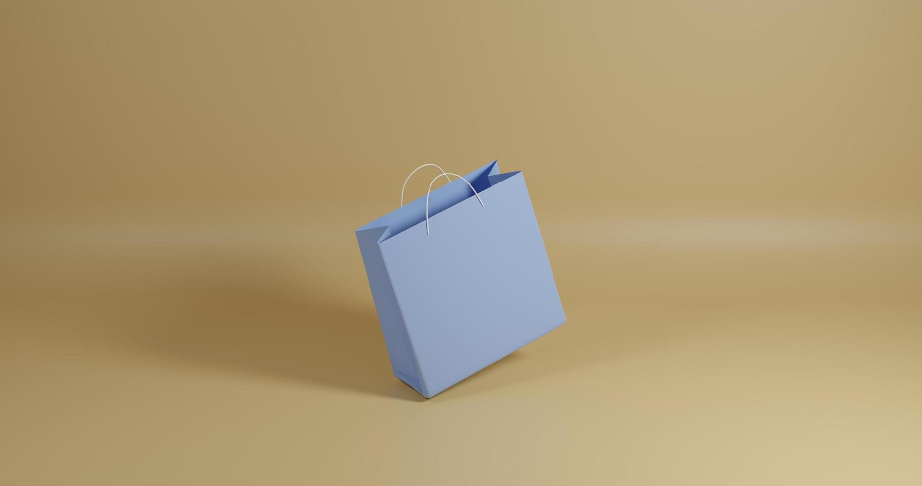 shopping bag blu isolato su sfondo. rendering 3D foto