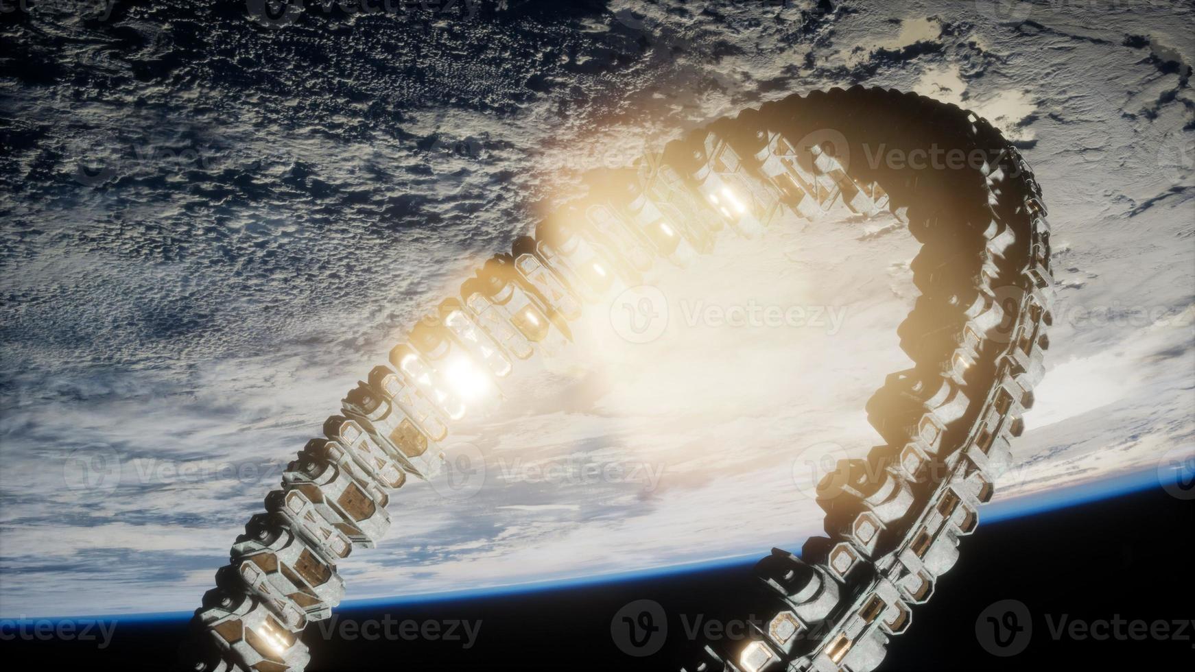 stazione spaziale futuristica sull'orbita terrestre foto