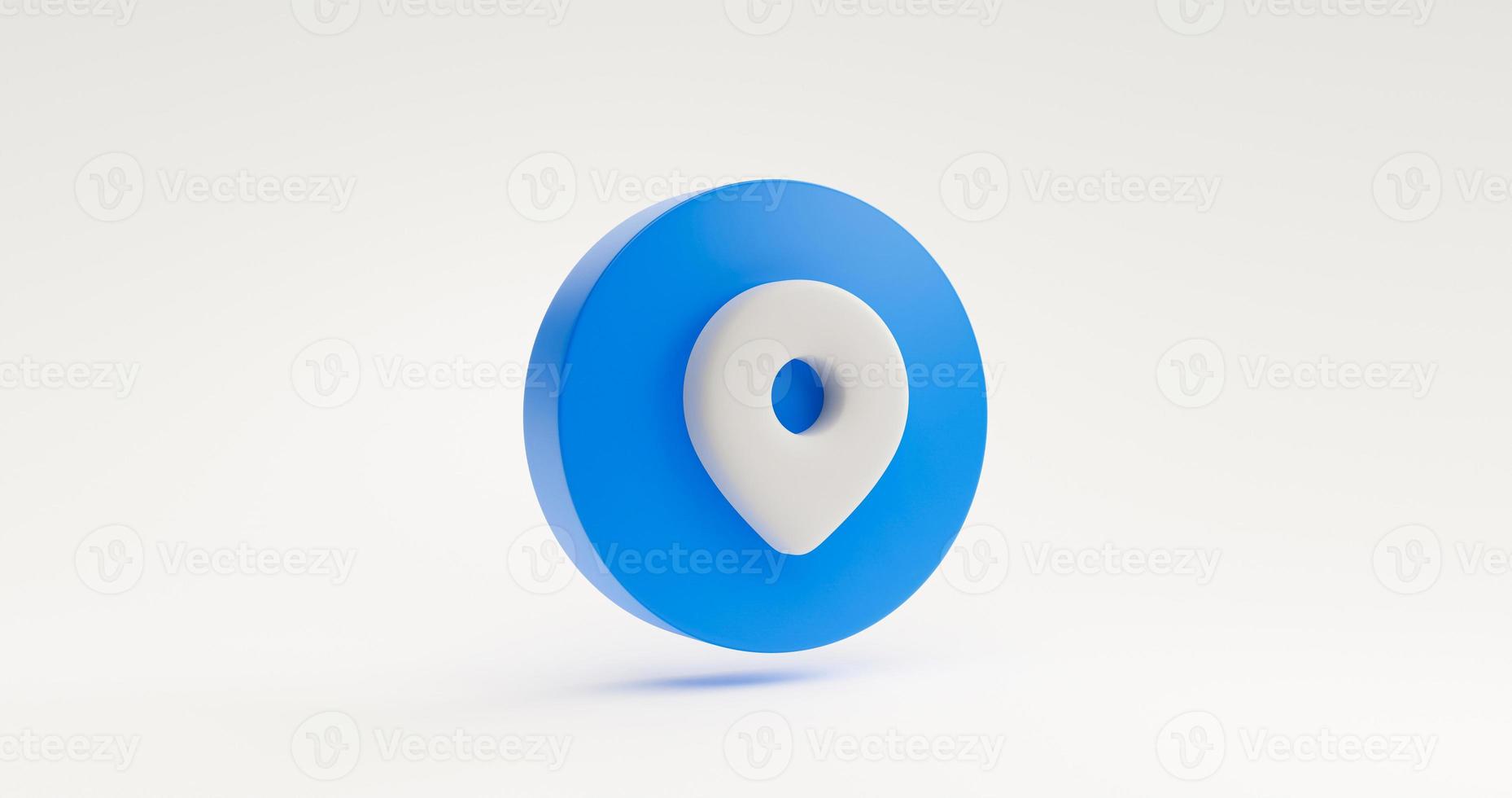 blu puntatore pin posizione navigazione gps ricerca mappa indicatore segno icona o simbolo sito web elemento concetto. illustrazione su sfondo bianco rendering 3D foto