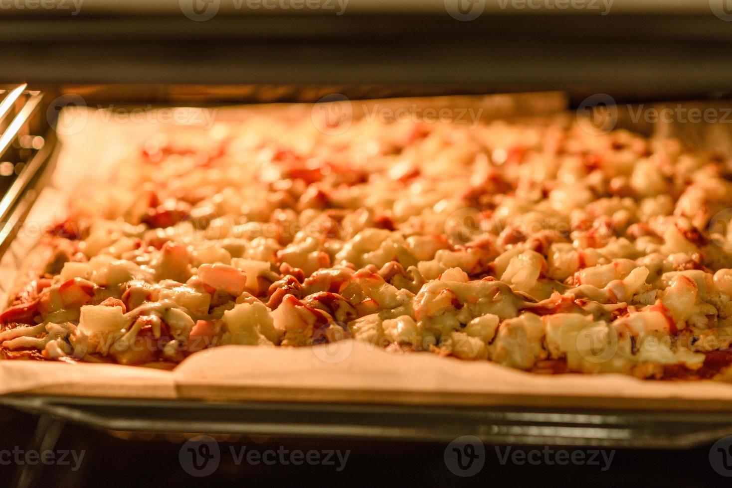 fare la pizza fatta in casa nel forno a gas portatile ad alta temperatura foto