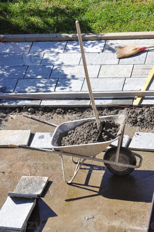 costruzione del pavimento in pietra foto