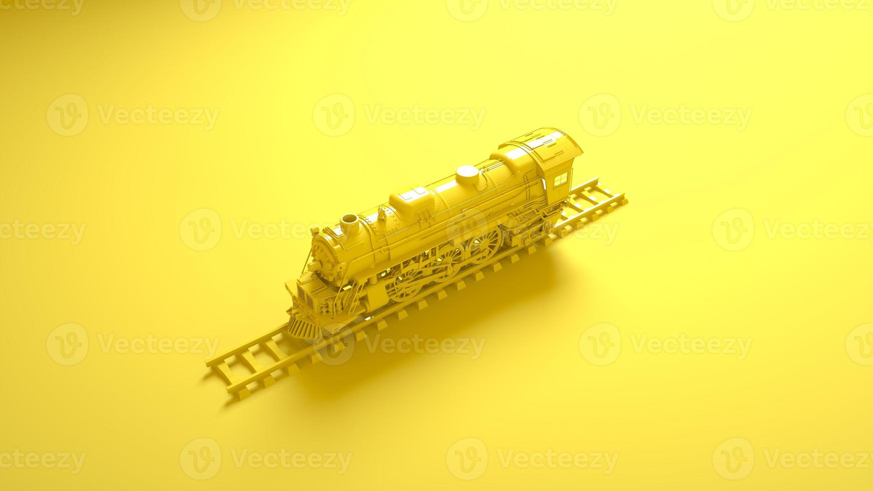 locomotiva treno isolato su sfondo giallo. rendering 3D foto