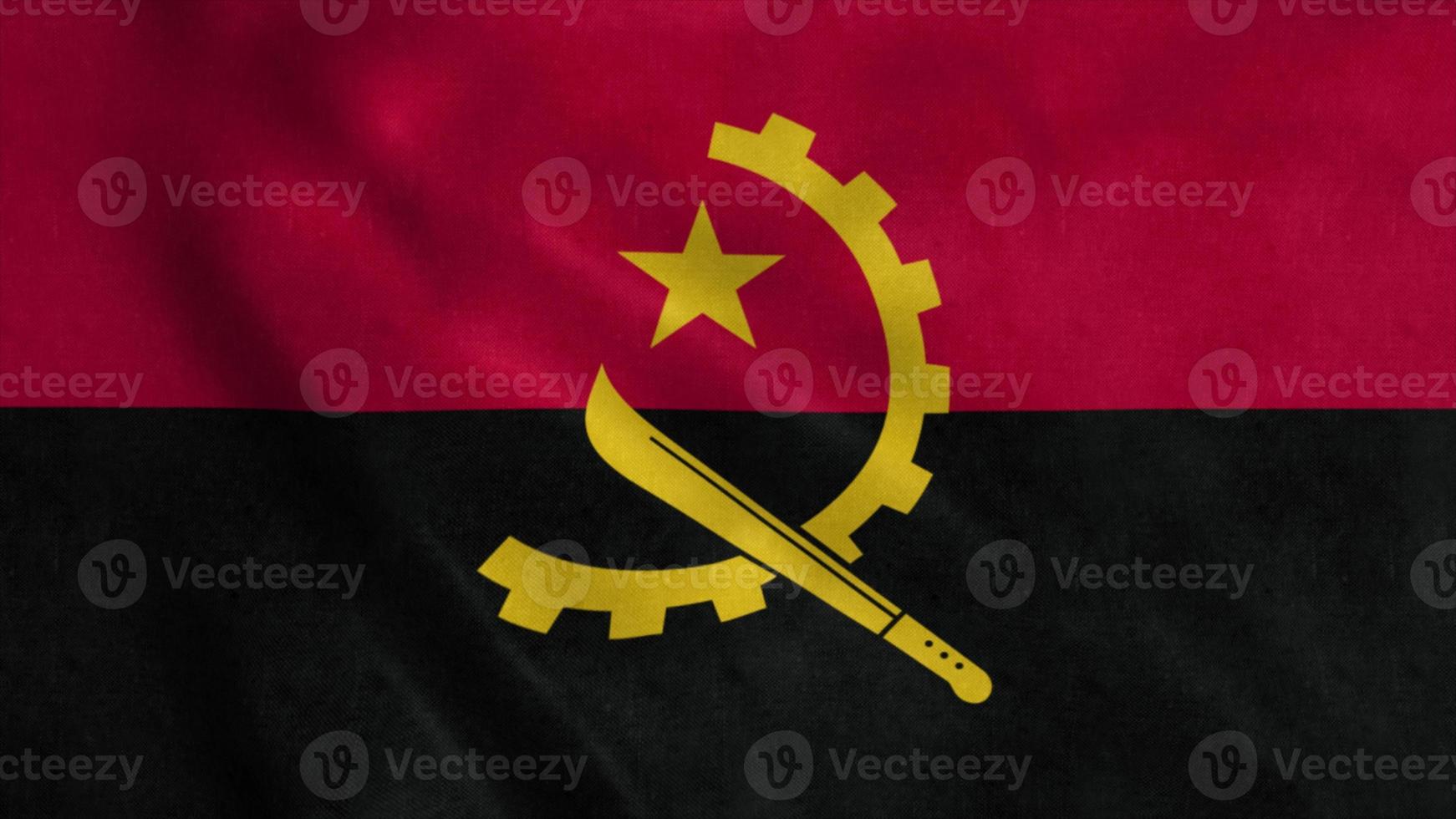 bandiera dell'Angola che sventola nel vento. bandiera nazionale dell'Angola. illustrazione 3d foto