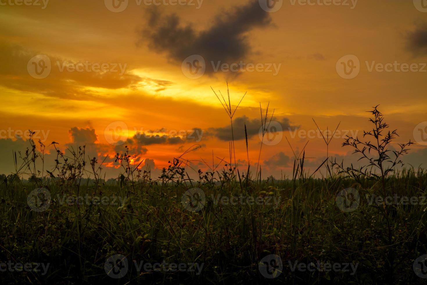 bellissimo paesaggio con tramonto nel cielo al tramonto foto