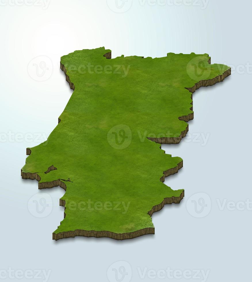 Illustrazione della mappa 3d delle regioni del Portogallo foto