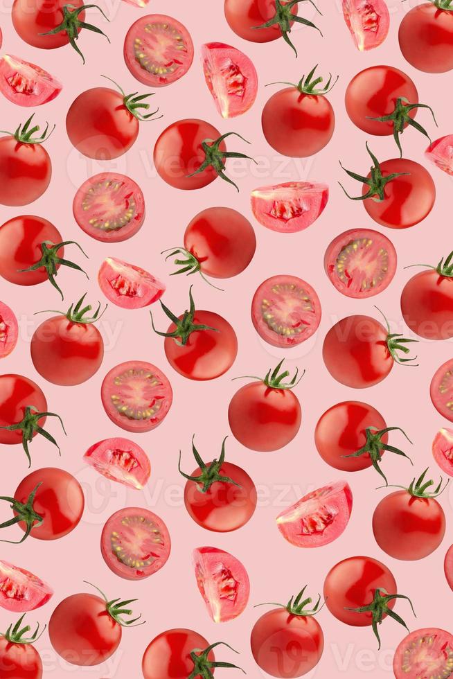 carta da parati pomodoro su sfondo rosa foto