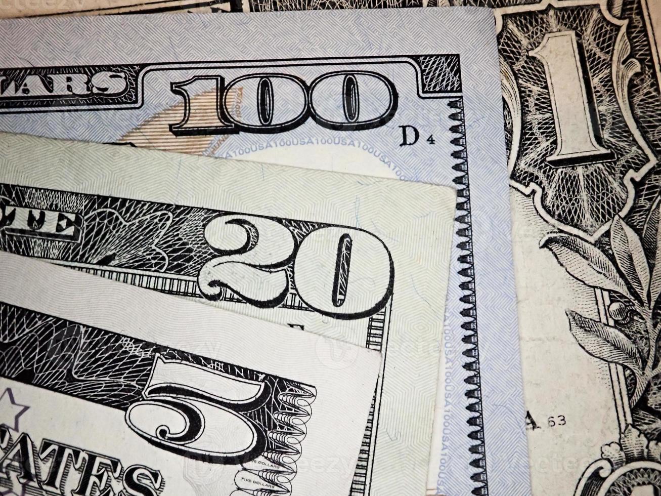 sfondo di noi banconote da un dollaro. soldi degli stati uniti. foto