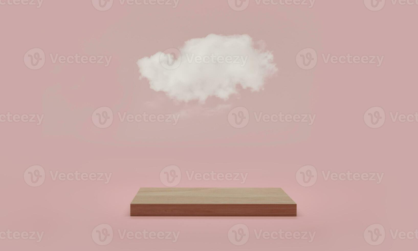 rendering 3D. scena minima del podio con nuvola su sfondo rosa pastello. piattaforma astratta con podio a cilindro, espositore prodotto. foto