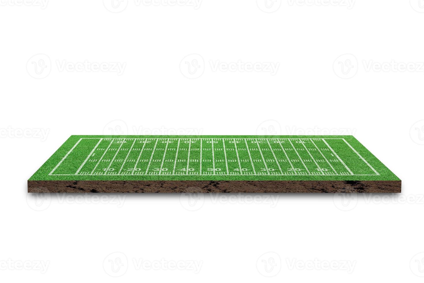 campo da football americano con motivo a linee isolato su sfondo bianco. rendering 3D foto