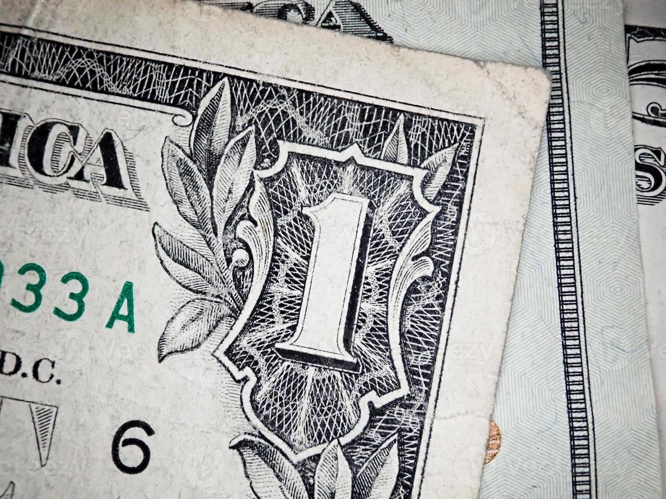sfondo di noi banconote da un dollaro. soldi degli stati uniti. foto
