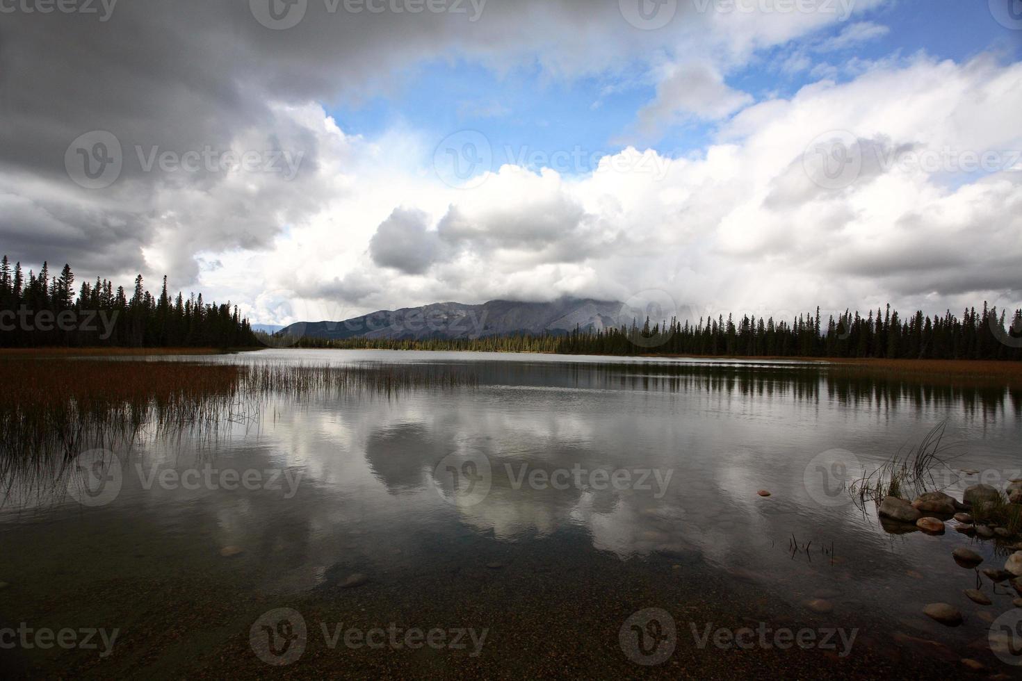 piccolo lago di montagna nella panoramica alberta foto