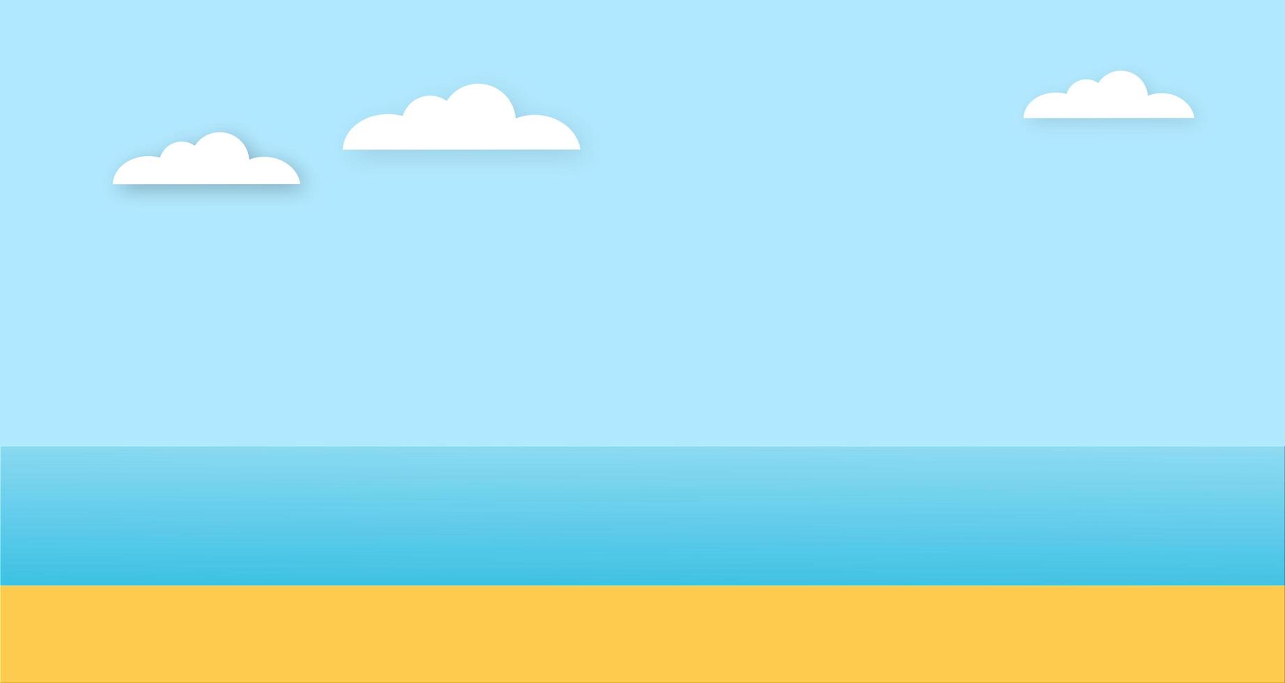 astratto il mare all'alba cielo azzurro con sfondo sole. grafica a cartoni animati pastello a gradiente morbido. idee per disegni o presentazioni per bambini. per opuscoli promozionali di abbonamenti foto