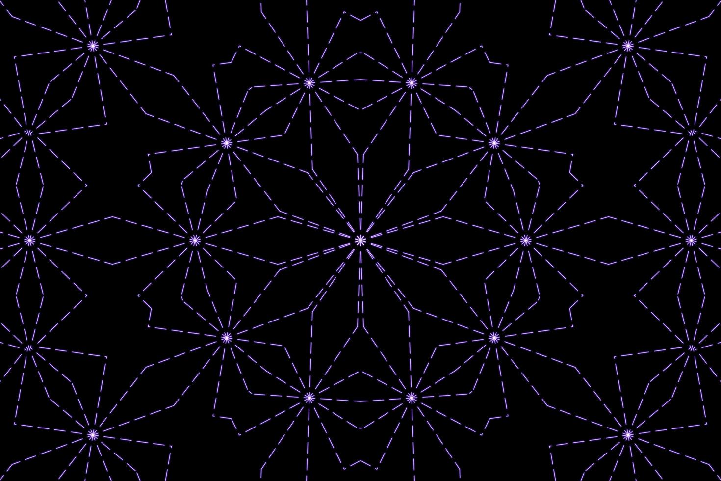 disegno geometrico del fiore di linea luminosa al neon astratto colorato su sfondo nero. laser show design colorato per banner pubblicitari tecnologie foto