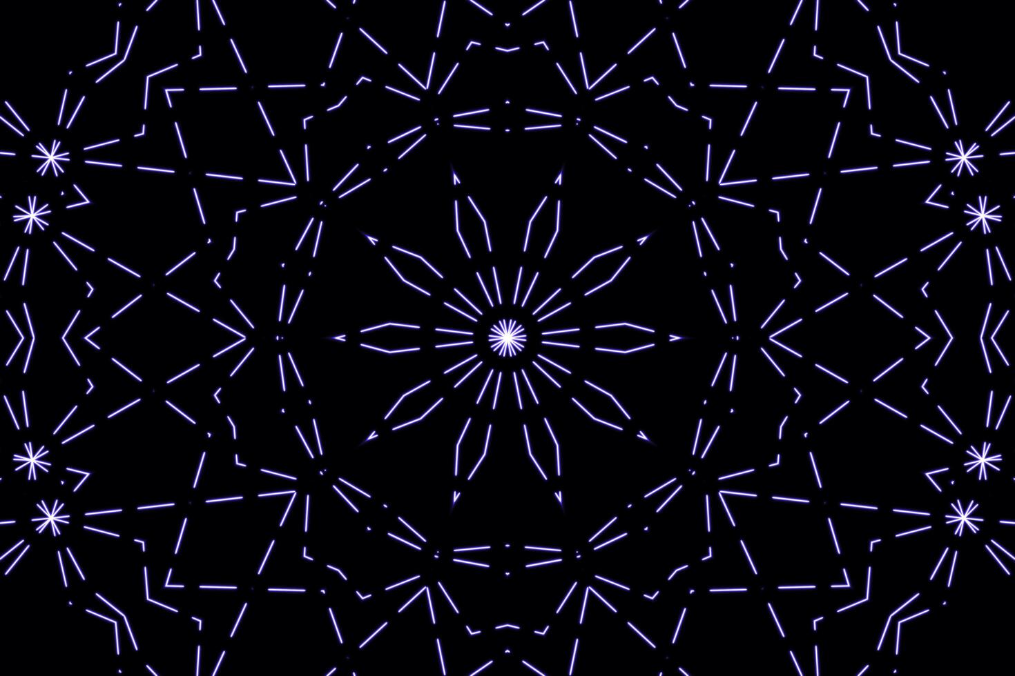 disegno geometrico del fiore di linea luminosa al neon astratto colorato su sfondo nero. laser show design colorato per banner pubblicitari tecnologie foto