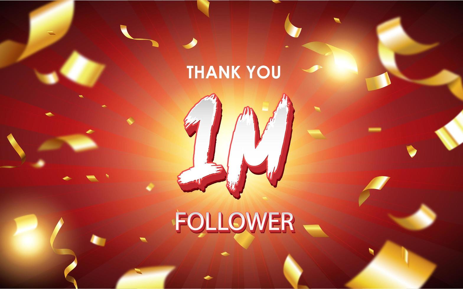 celebrare 1 milione, 2 milioni, 3 milioni, 4 milioni, 5 milioni, 2k, 1k, 500k, 400k, 300k, 1k follower firmano con il segno dorato e i coriandoli del design del banner dei social media foto