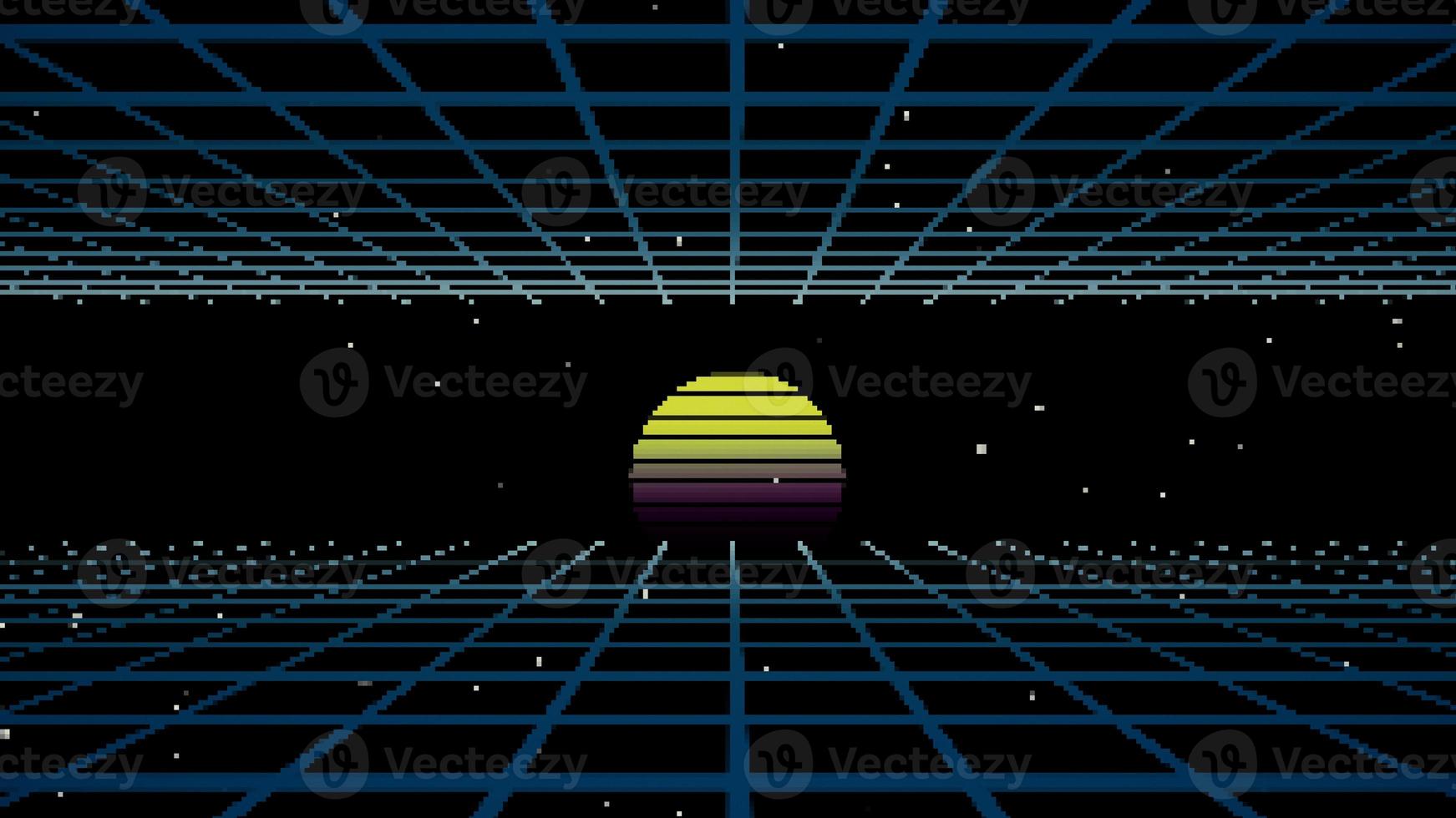 sfondo fantascientifico in stile retrò anni '80 futuristico con paesaggio a griglia laser. foto