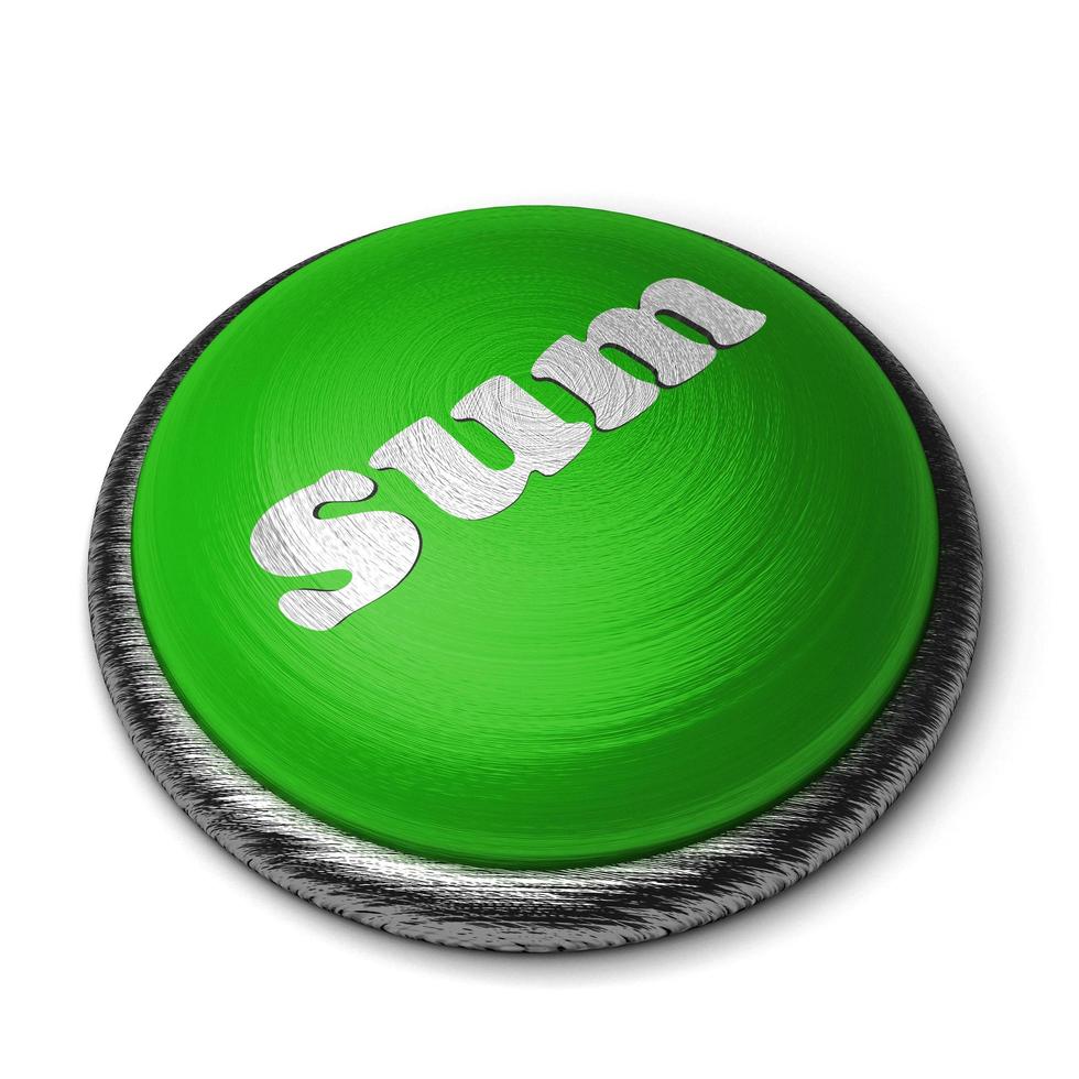 sommare la parola sul pulsante verde isolato su bianco foto