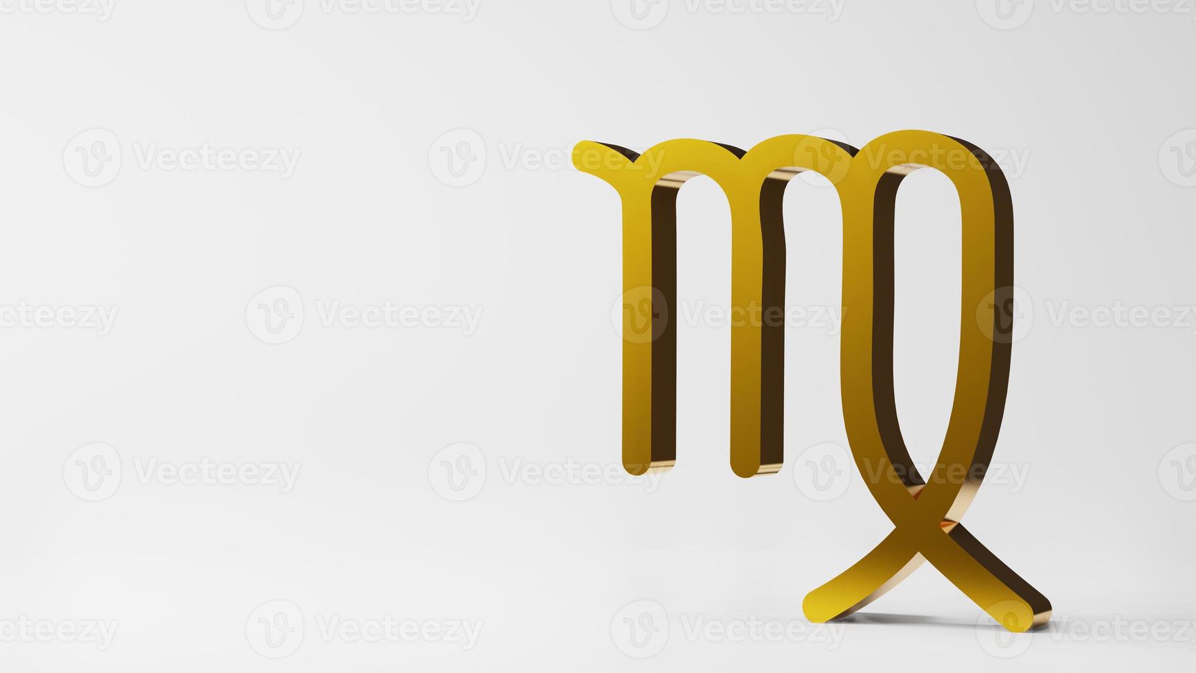 simbolo zodiacale vergine segni oro su sfondo bianco rendering 3d foto