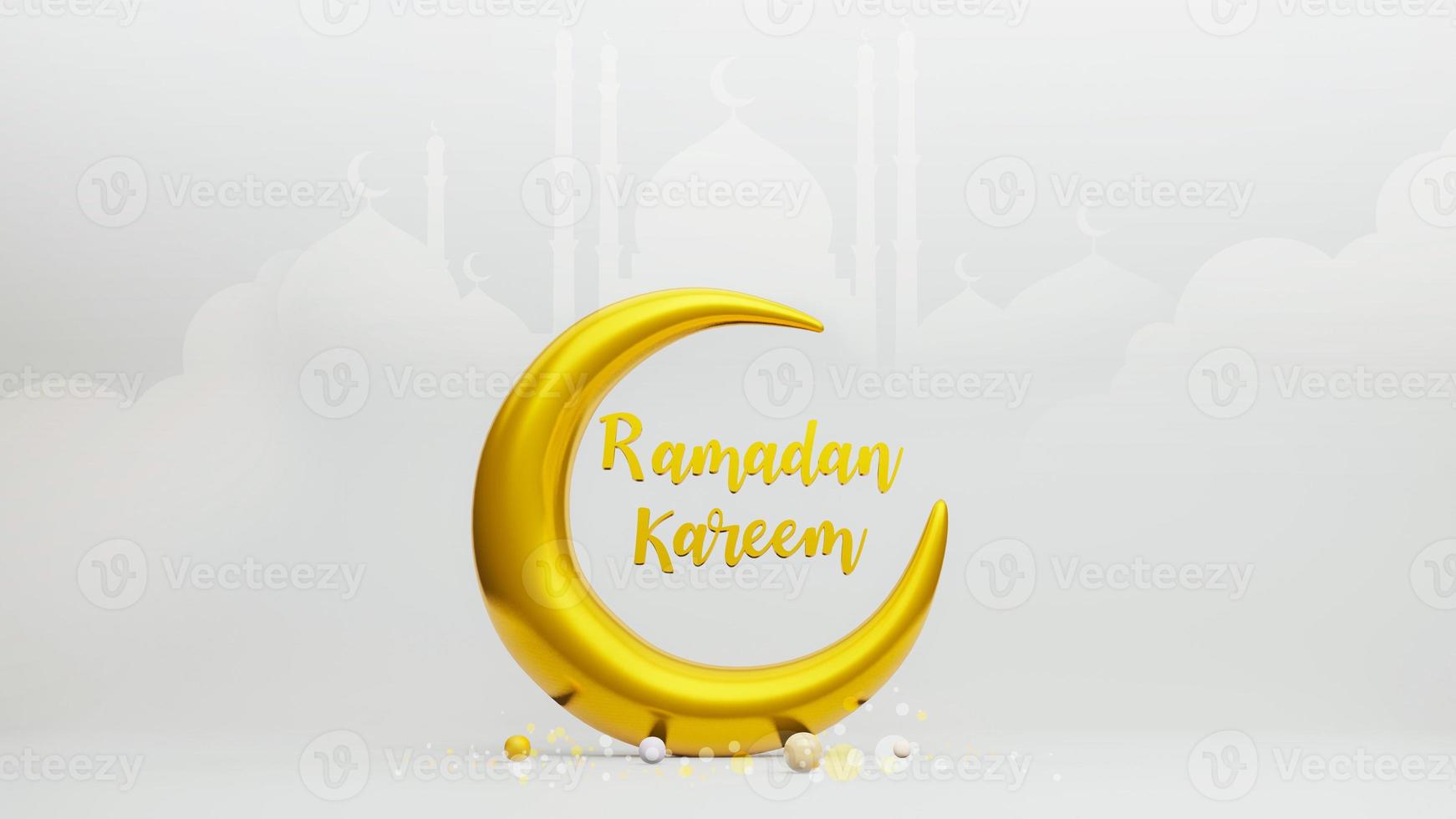 luna crescente simbolo dell'islam con ramadan kareem, rendering 3d foto