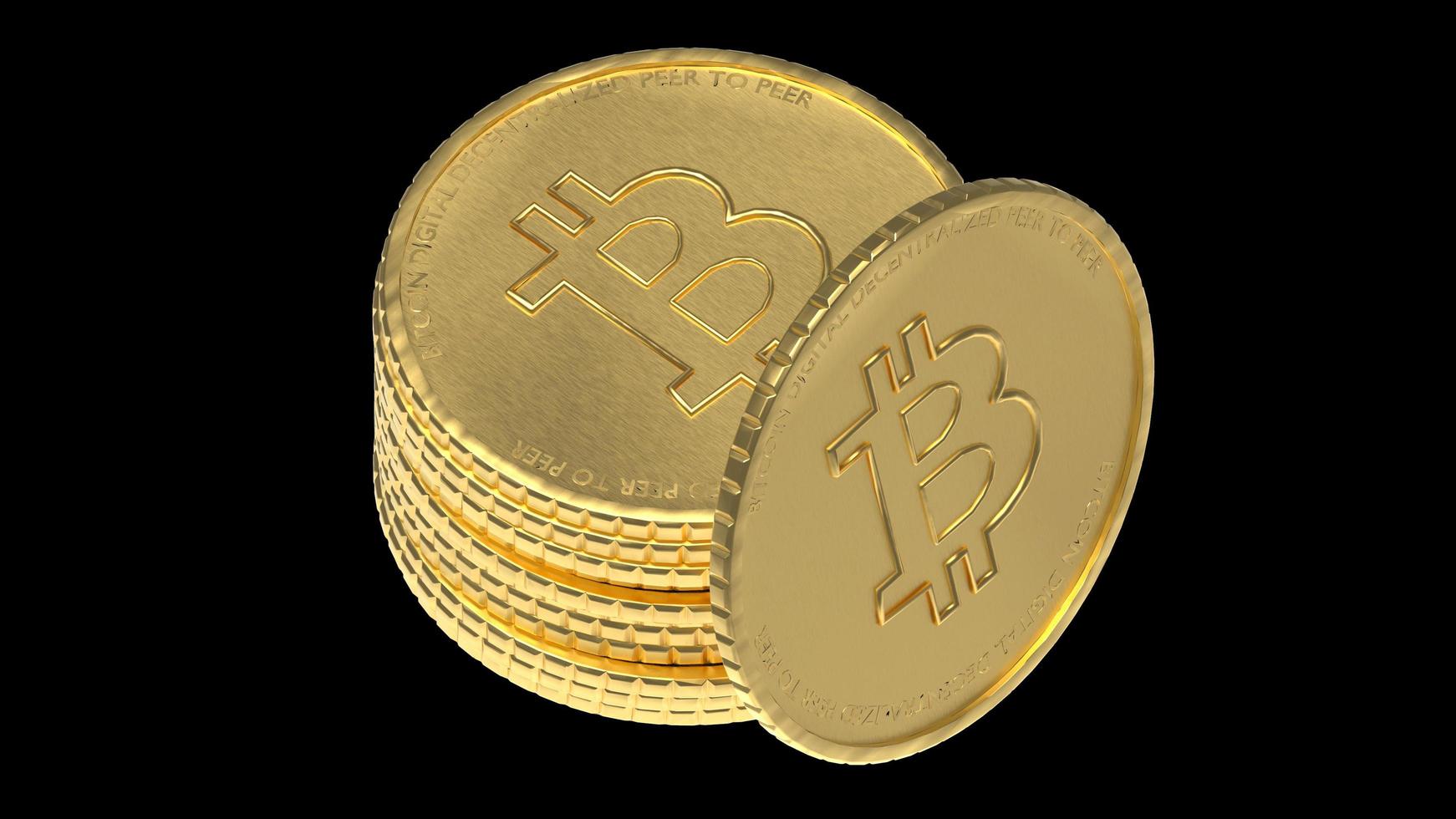 bitcoin moneta d'oro isolato sfondo 3d rendering dell'illustrazione foto