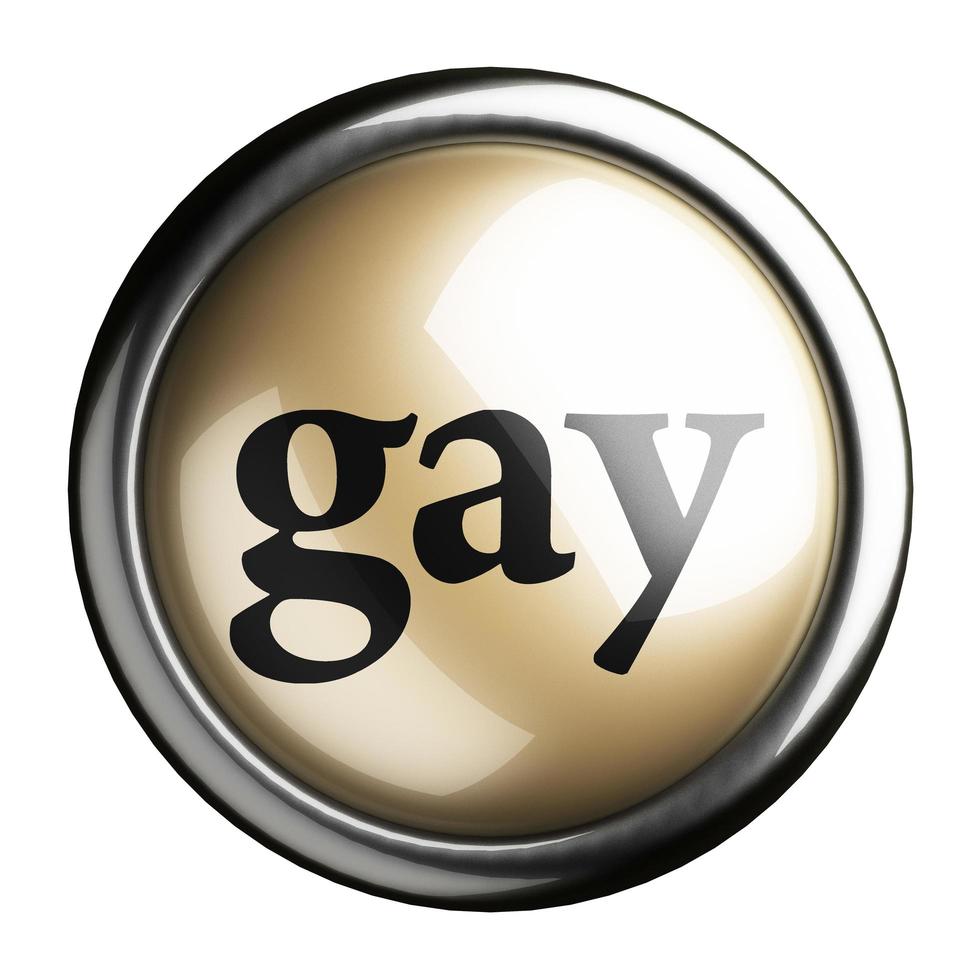 parola gay sul pulsante isolato foto