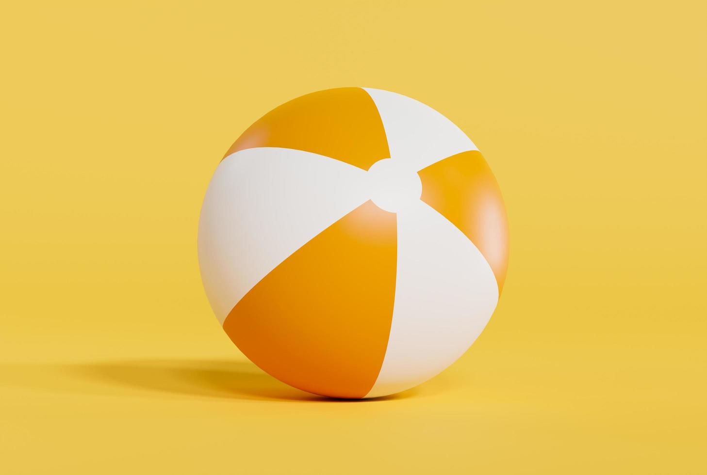 pallone da spiaggia giallo su sfondo giallo. rendering 3D. foto