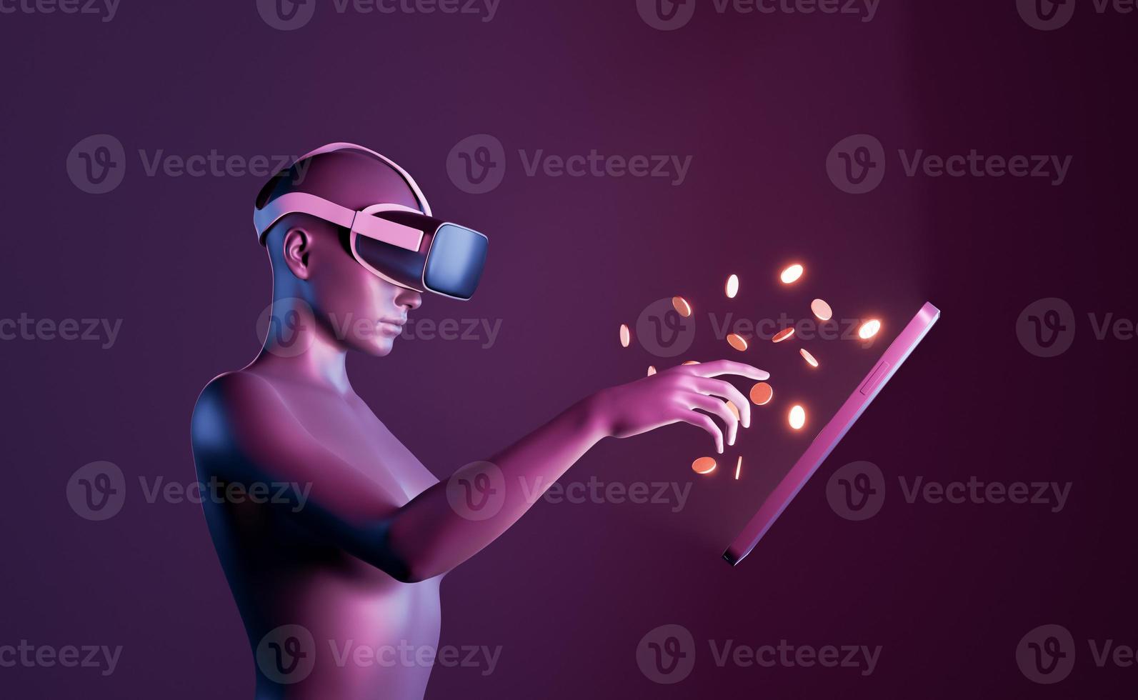 gioca per guadagnare e concetto di metaverse foto