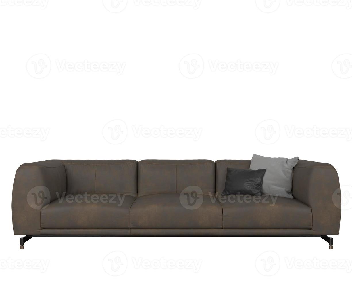 divano in pelle marrone rendering 3d isolato su sfondo bianco foto