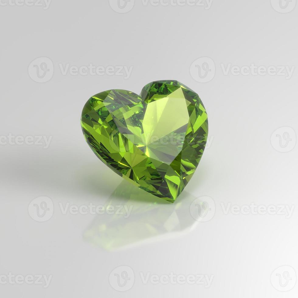 rendering 3d del cuore della pietra preziosa del peridoto foto