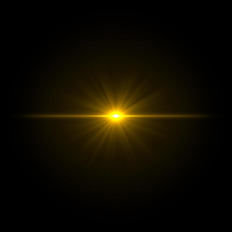 lens flare stella oro luce effetto speciale sfondo nero foto