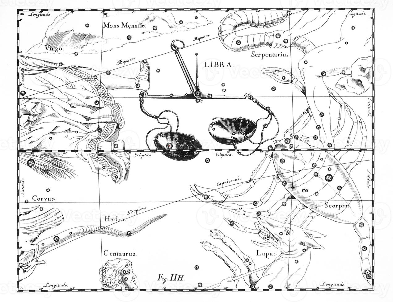 costellazione astronomica della bilancia su sfondo bianco foto