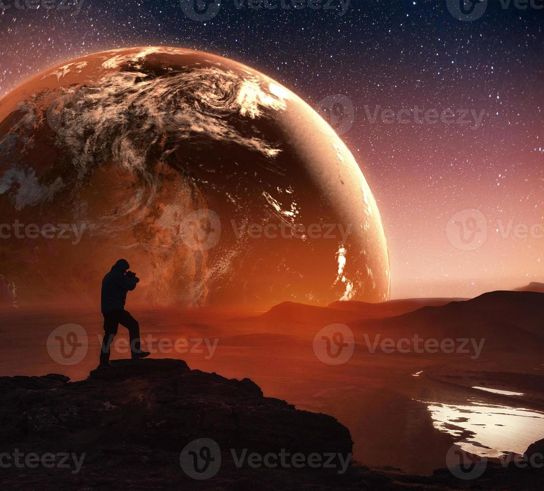 lyustrazione realistica della terra 3d. per gentile concessione della nasa. uomo nello spazio. foto