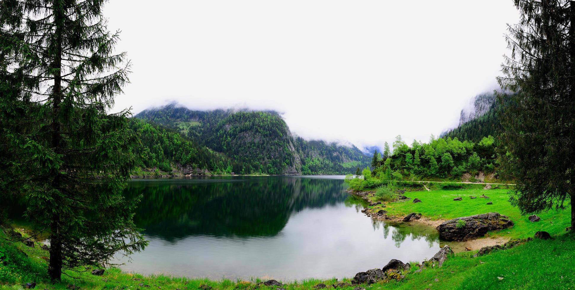 panorama del lago e degli alberi foto