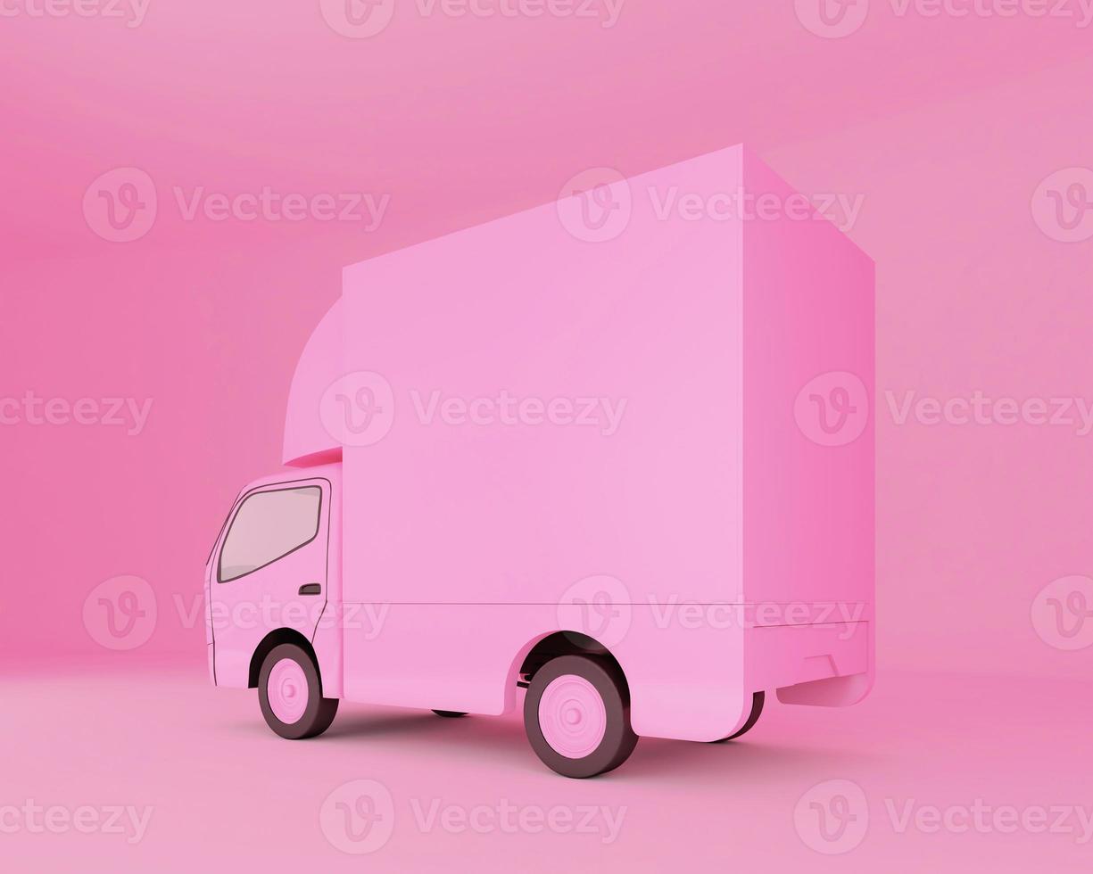 mockup di auto furgone rosa. rendering 3D foto