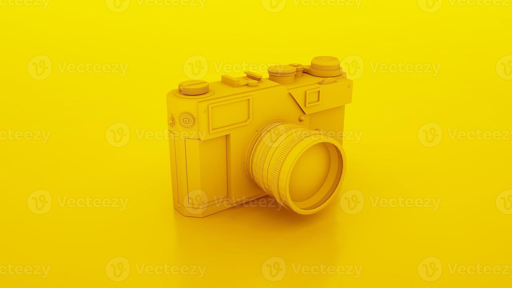 fotocamera vintage compatta gialla. illustrazione 3d foto