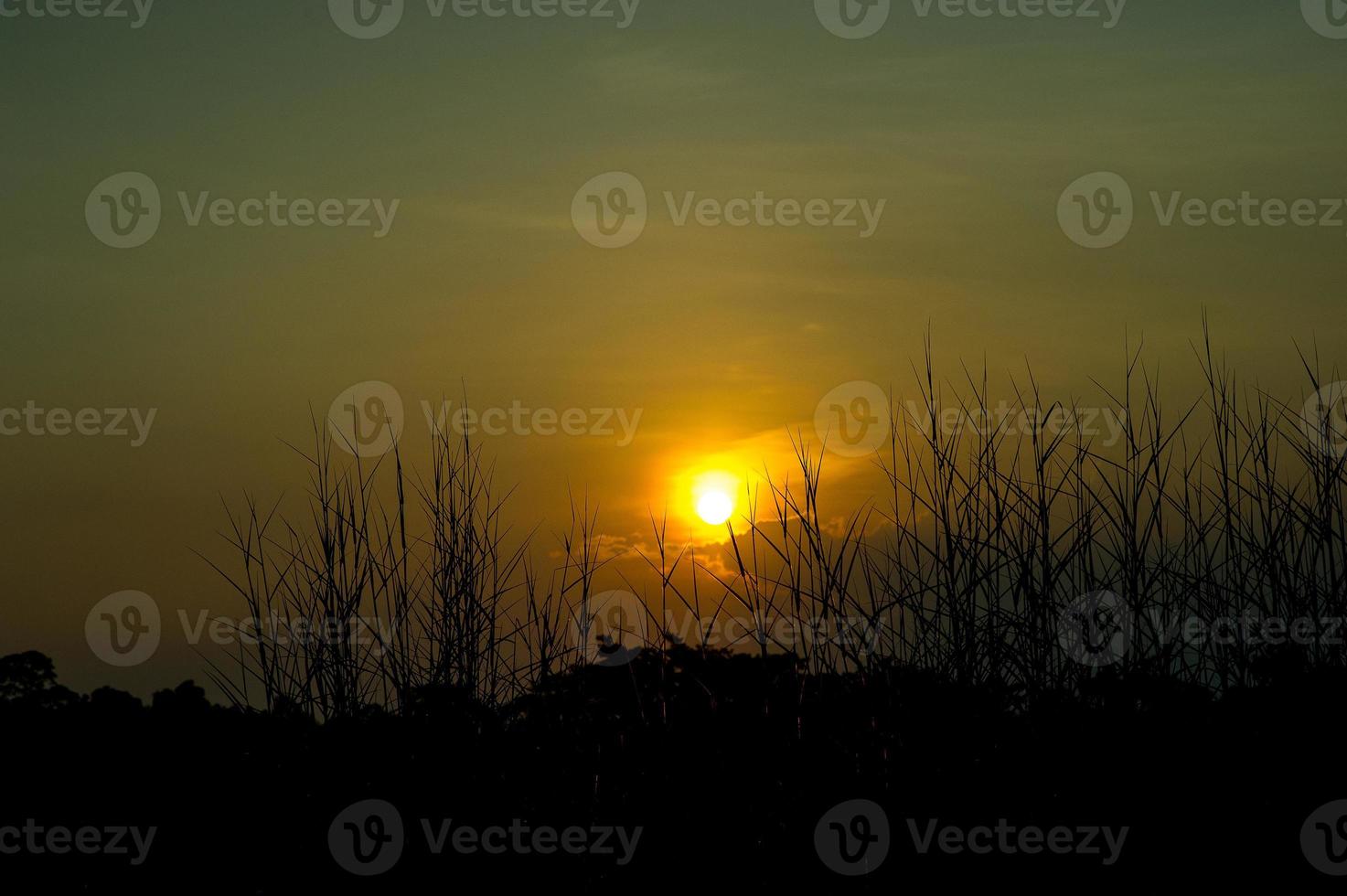 cielo e sole blu e arancione nel cielo d'estate. foto