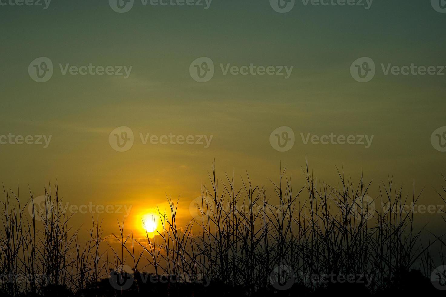 cielo e sole blu e arancione nel cielo d'estate. foto