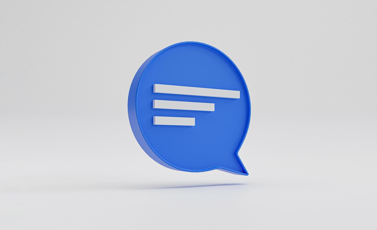 isolare del rettangolo bianco all'interno della casella di messaggio di testo blu su sfondo bianco per il simbolo della chat, il concetto di comunicazione di rendering 3d. foto