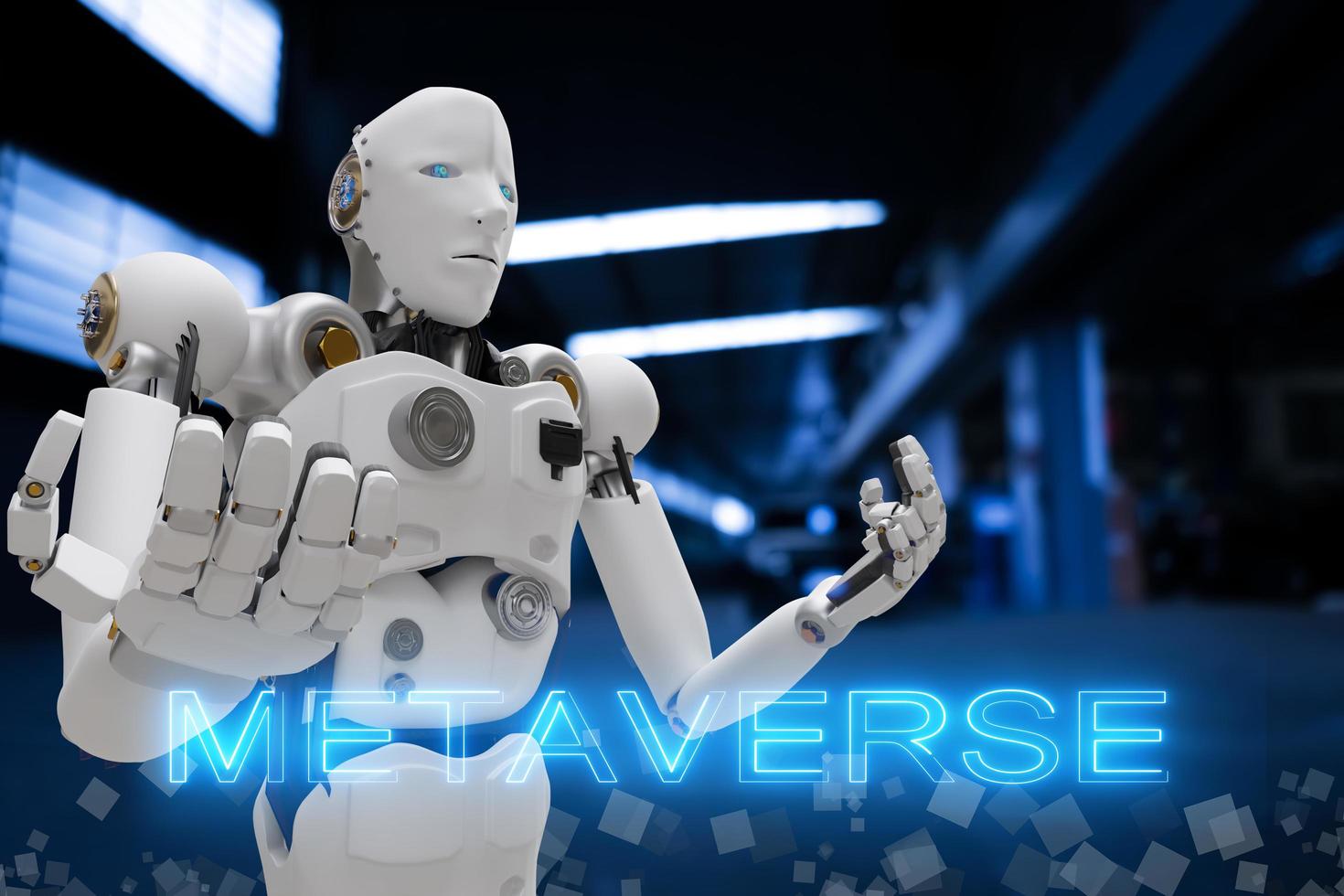 robot metaverse vr avatar realtà gioco realtà virtuale di persone blockchain tecnologia investimento, stile di vita aziendale realtà virtuale vr mondo connessione cyber avatar metaverse persone 2022 rendering 3d foto