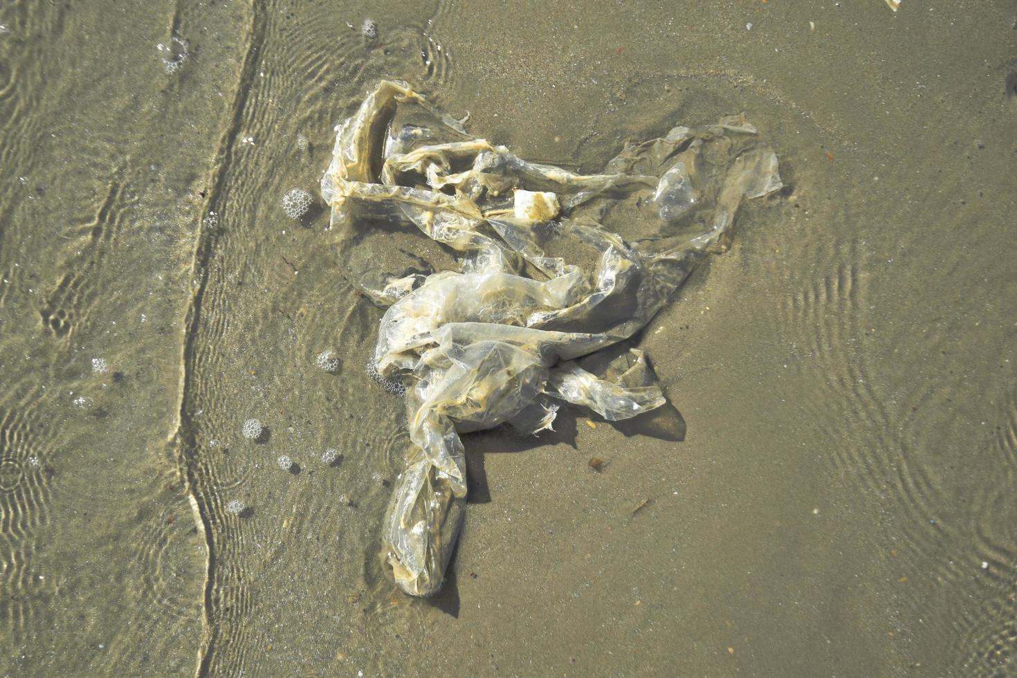 inquinamento e immondizia sulla spiaggia da parte delle persone foto