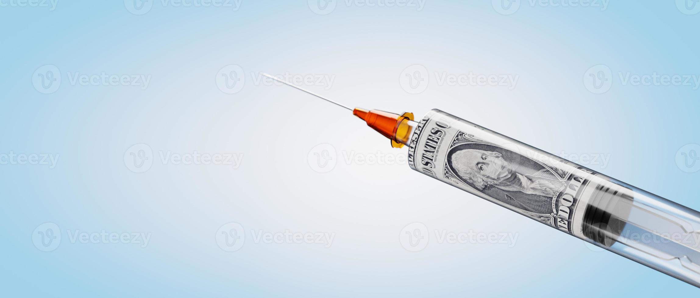 costi di sviluppo e creazione della vaccinazione contro il coronavirus. rendering 3D foto