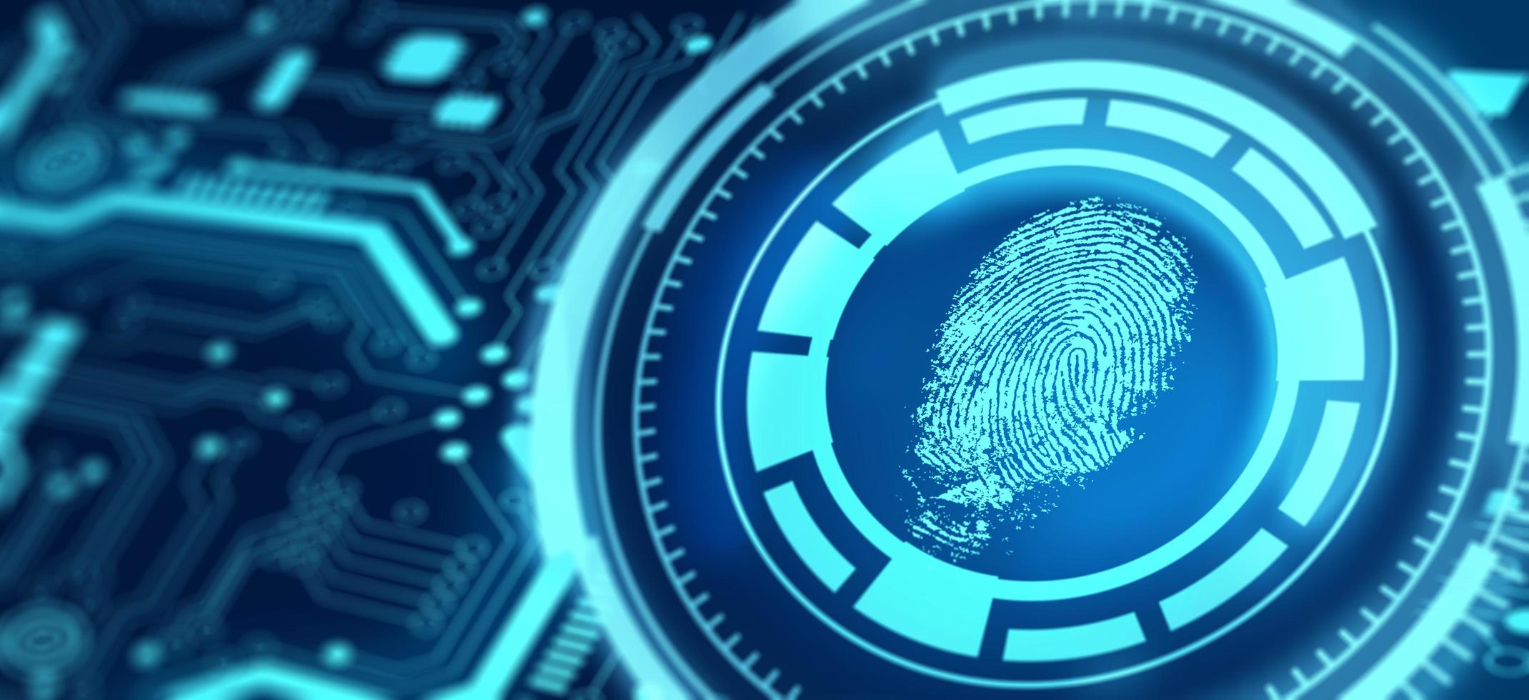 autenticazione tramite riconoscimento delle impronte digitali. biometrico. sistema di sicurezza. foto