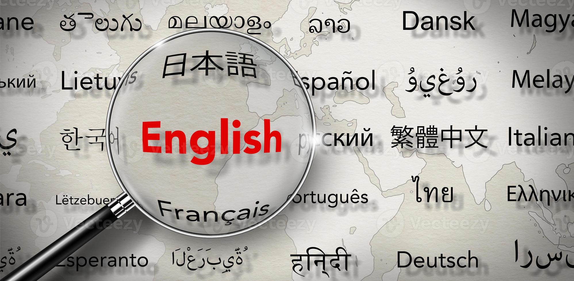 nuvola di parole, traduzione e concetto di educazione delle lingue. foto