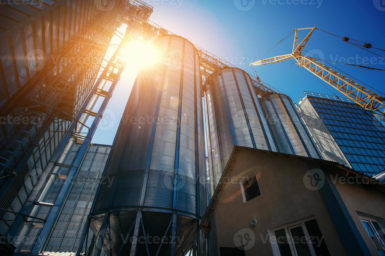 set di serbatoi di stoccaggio colture agricole coltivate lavorazione pl foto