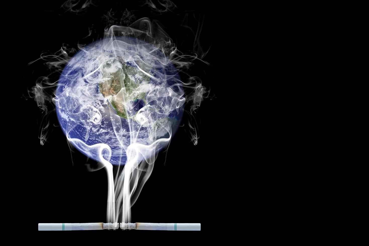 mondo del fumo. giornata mondiale senza tabacco, 31 maggio. isolato su sfondo nero. elementi di questa immagine forniti dalla nasa foto